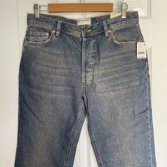 New Free People Jeans Womens 27 Blue Denim Maggie Mid Rise Straight We The Free - Picture 15 of 16